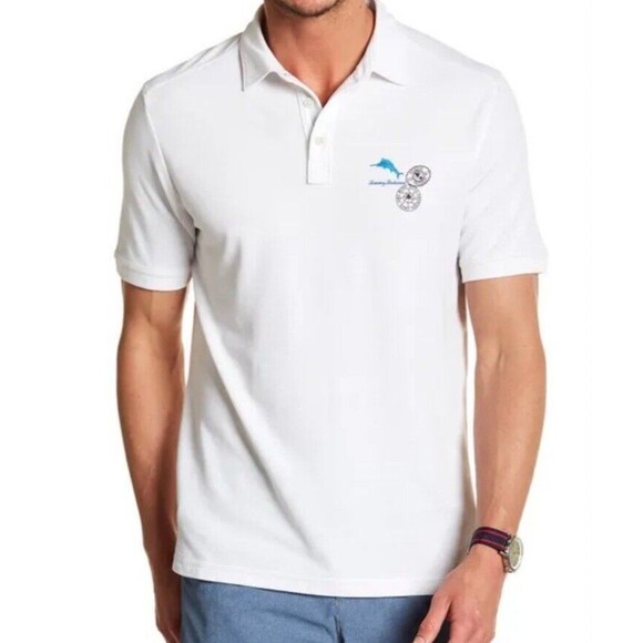Tommy Bahama Island Zone Polo Mens XXL Shirt White Mesh Spellout Short Sleeve - Picture 2 of 13
